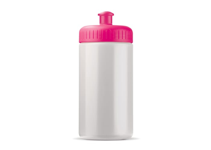 Bidon sport promotionnel Basic 500 ml Blanc et Rose